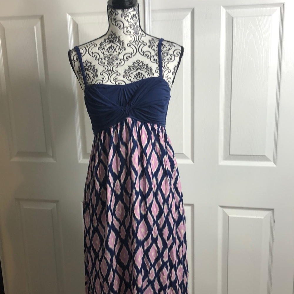 Anthro Lilka Geometry Blue Purple Maxi M Pockets